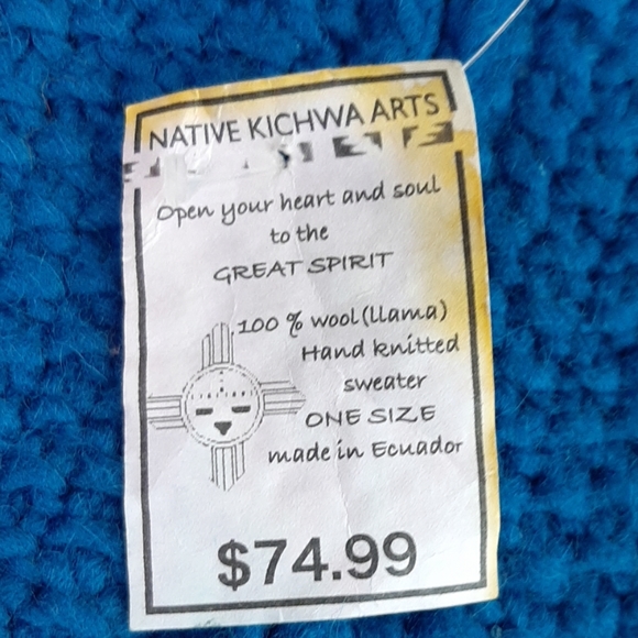 Native Kichwa Arts 100% llama wool sweater - Picture 4 of 5